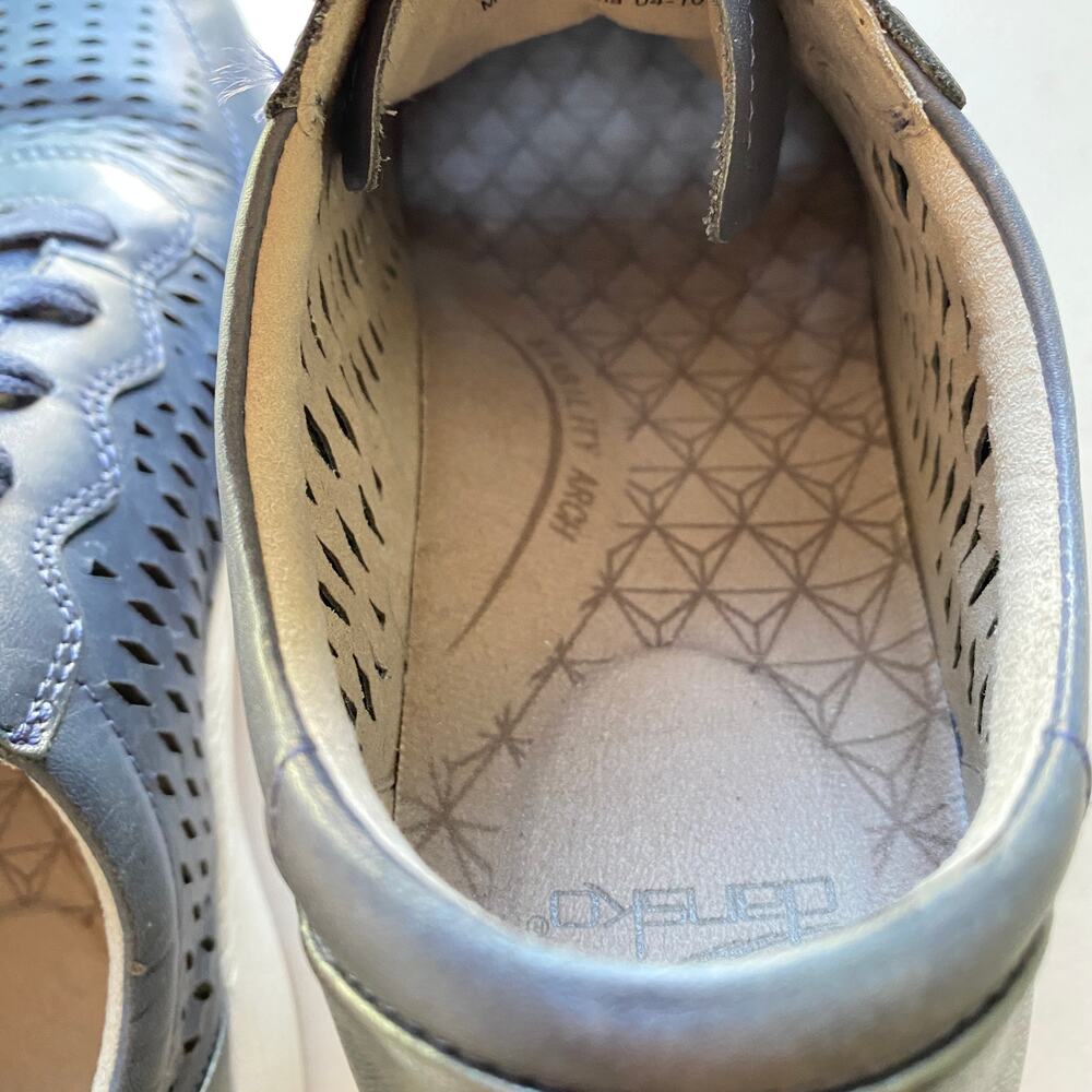 Dansko Charlie Navy Blue White Perforated Leather Sneaker EU41 Wmn US 10.5-11 - Picture 11 of 16